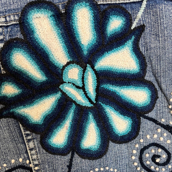 Jean Denim Alma Soul Embroidered Peru Jacket Coat - Picture 8 of 8